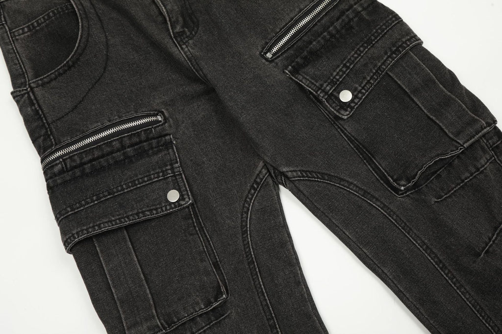 New Multi-Pocket Work Jeans Couple Pants