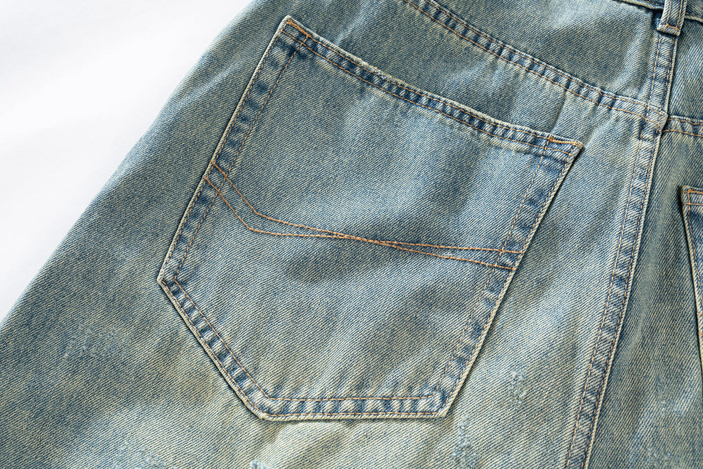 New Retro Loose Street Beggar Tassel Ripped Jeans
