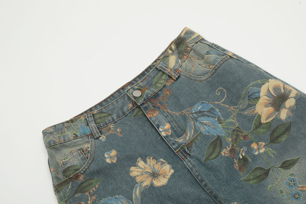 New Vintage Floral Print Flared Pants