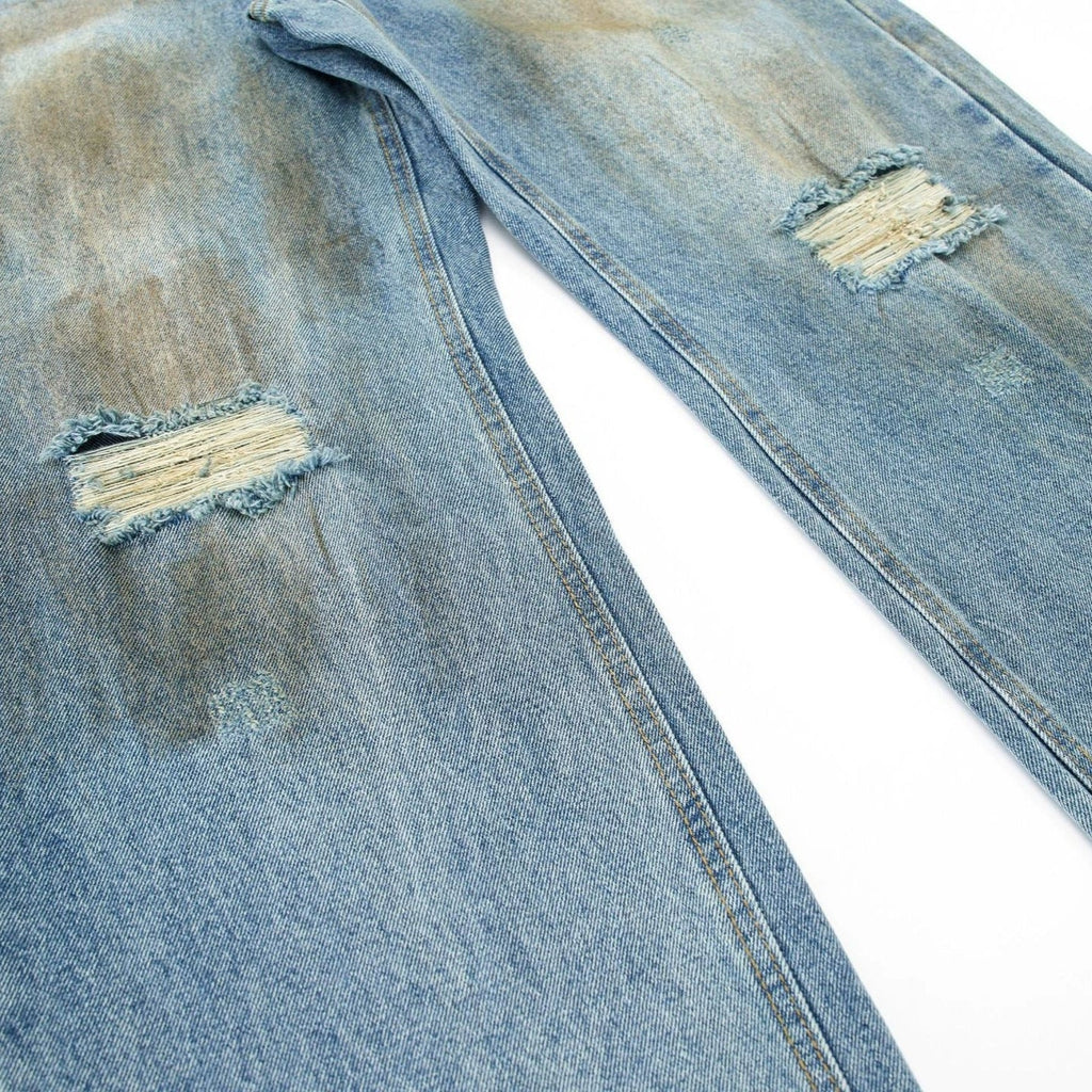 Fashion workwear jeans high street embroidery loose wide pants