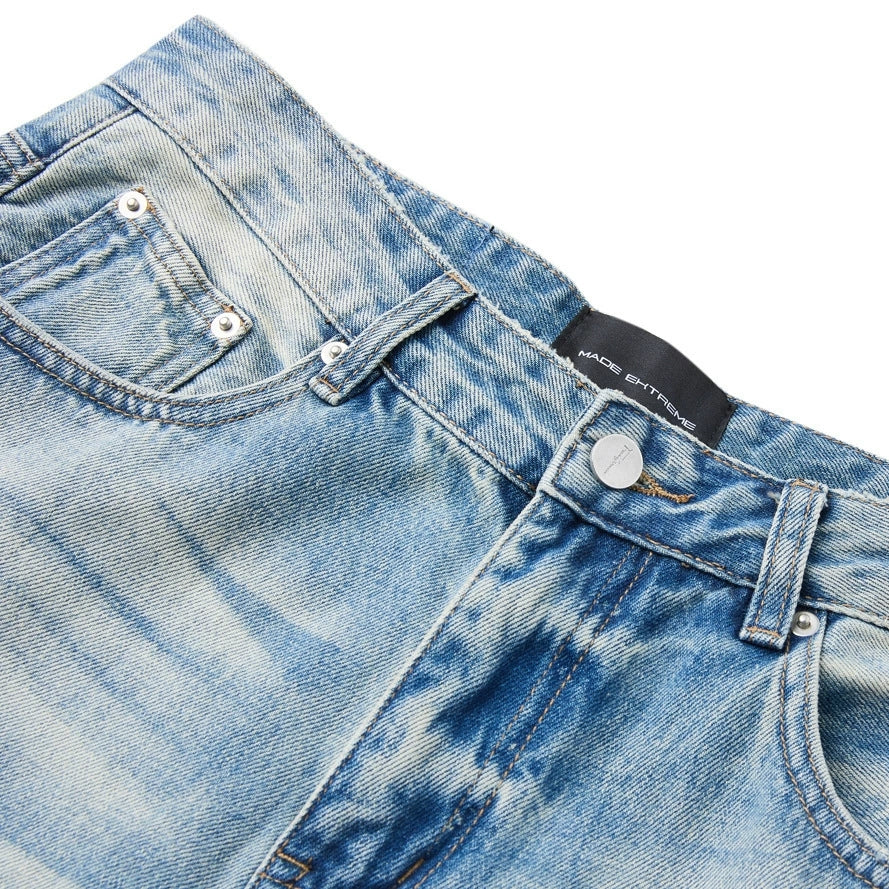 Fashion workwear jeans high street embroidery loose wide pants