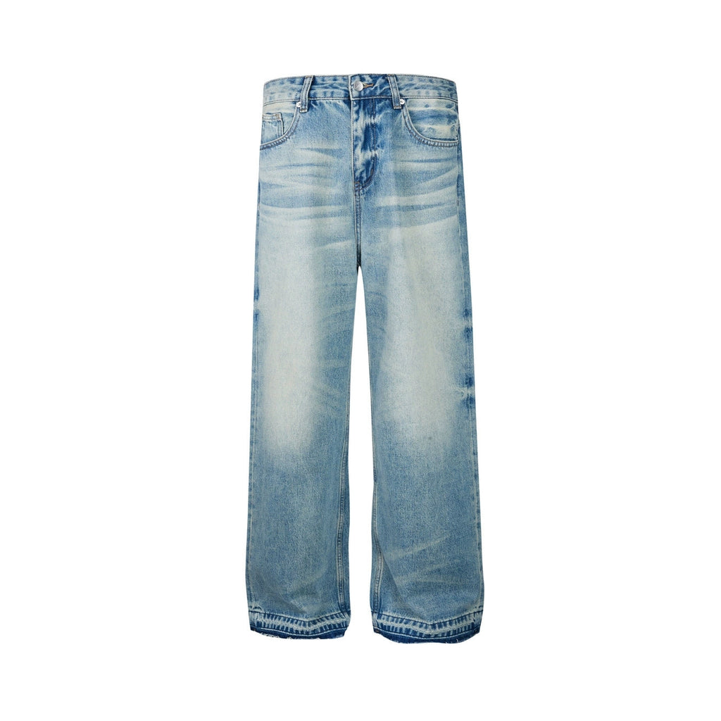 Fashion workwear jeans high street embroidery loose wide pants