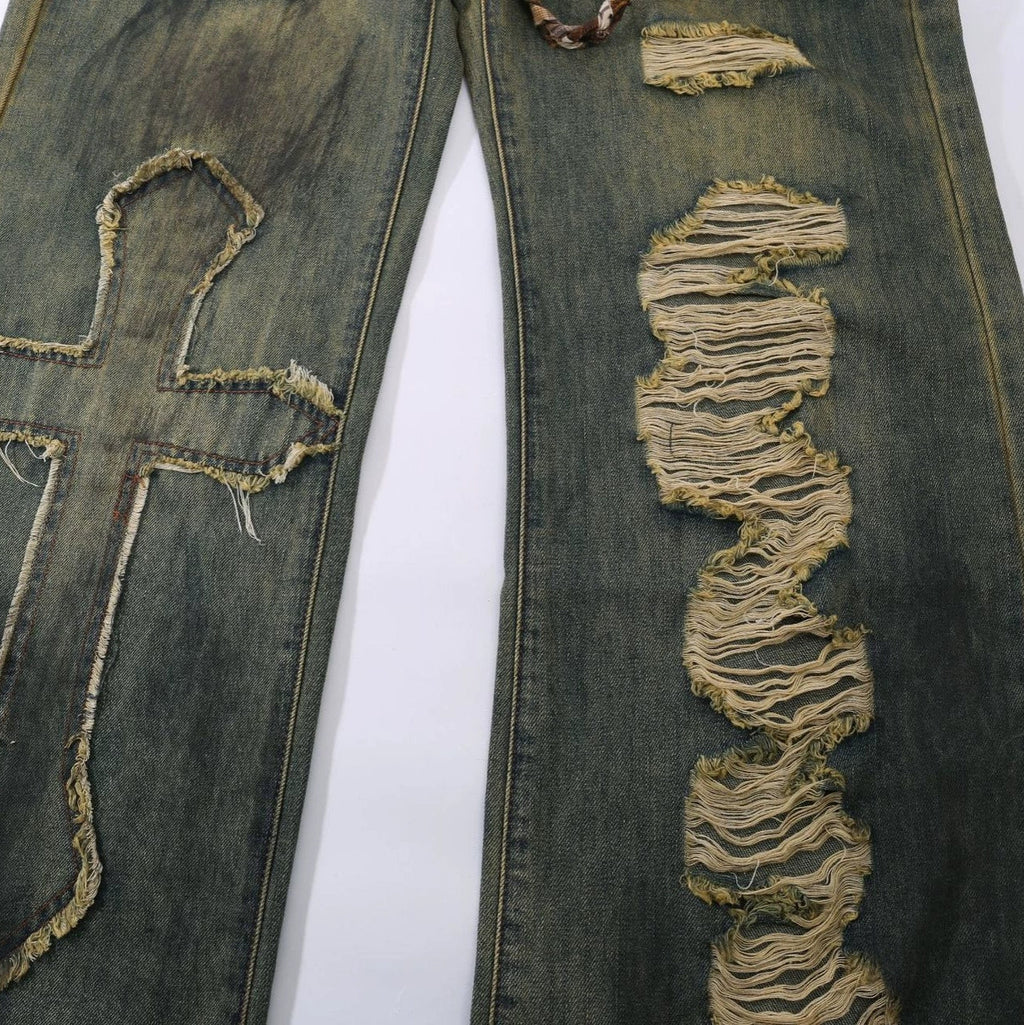 Fashion retro ripped jeans