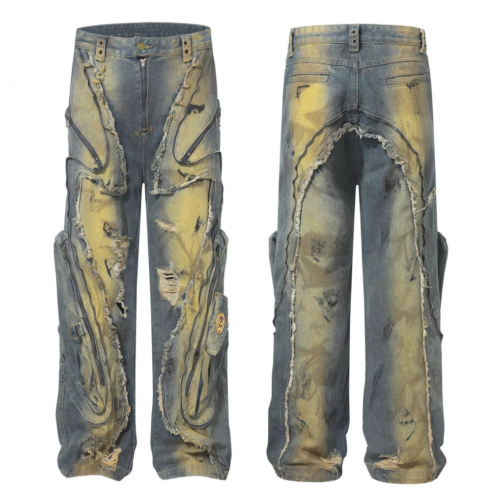 Ripped vintage fashion jeans