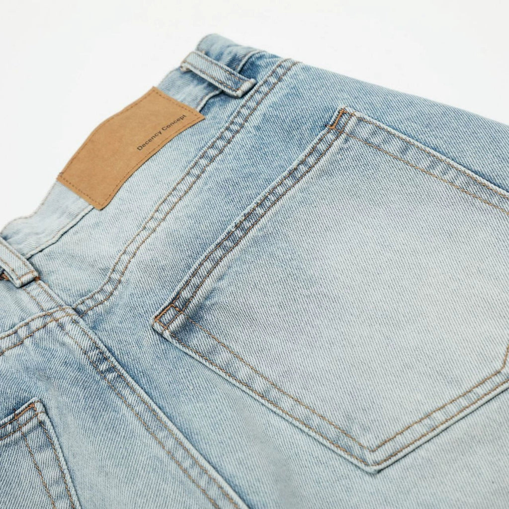 Fashion workwear jeans high street embroidery loose wide pants