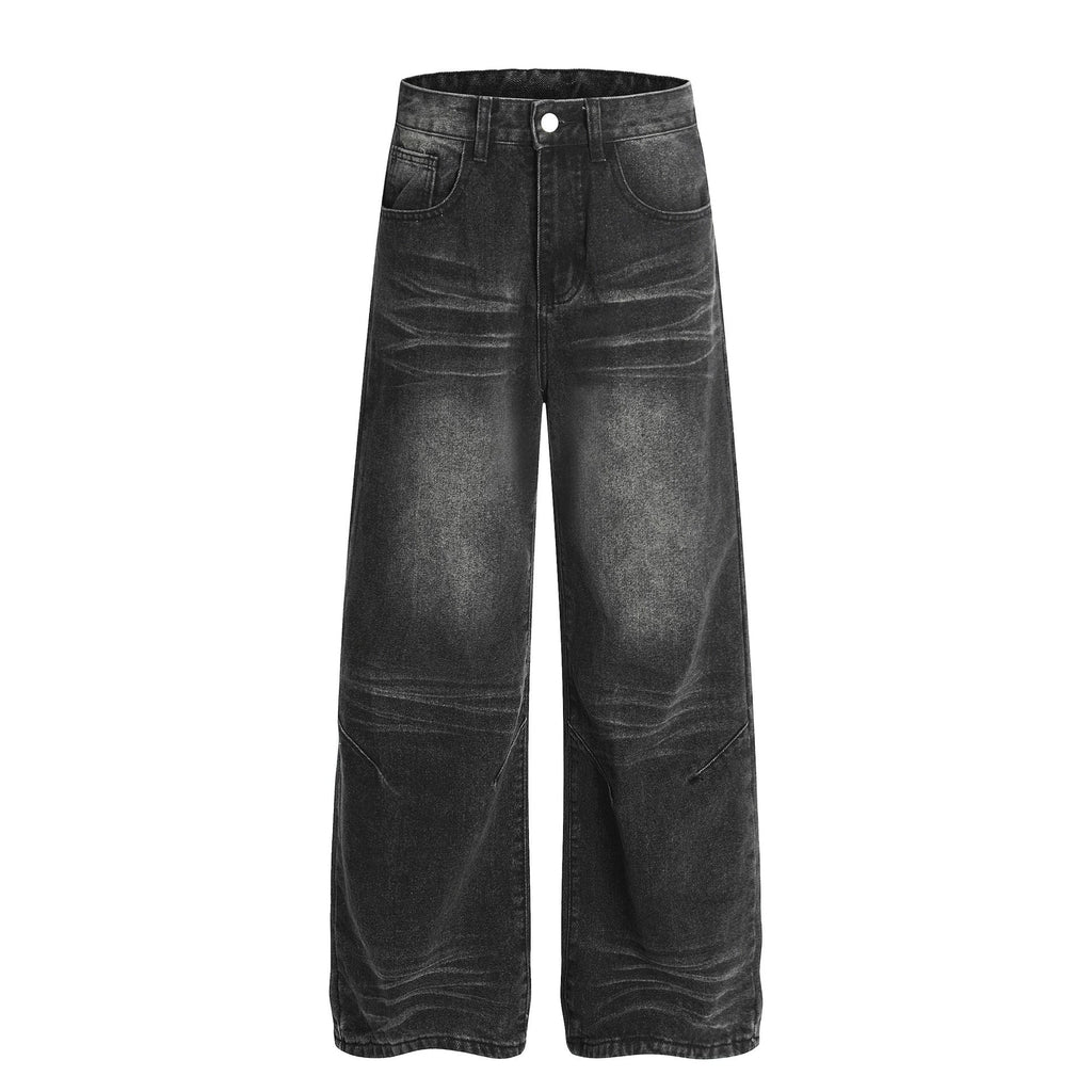 Fashion workwear jeans high street embroidery loose wide pants