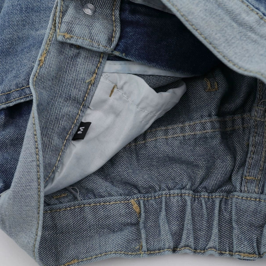 Fashion workwear jeans high street embroidery loose wide pants