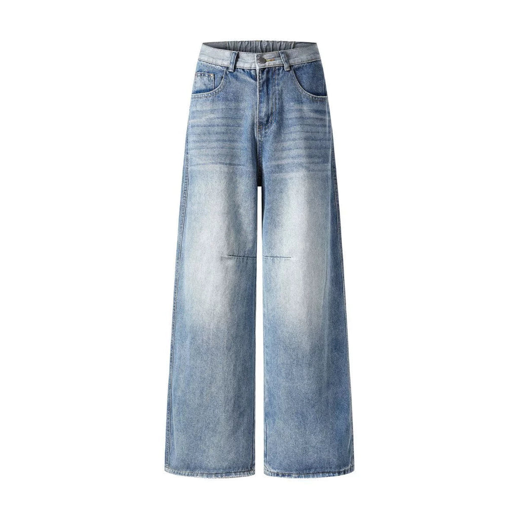 Fashion workwear jeans high street embroidery loose wide pants