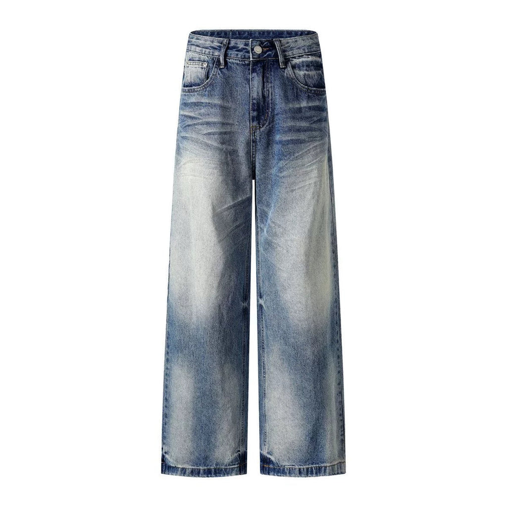 Fashion workwear jeans high street embroidery loose wide pants