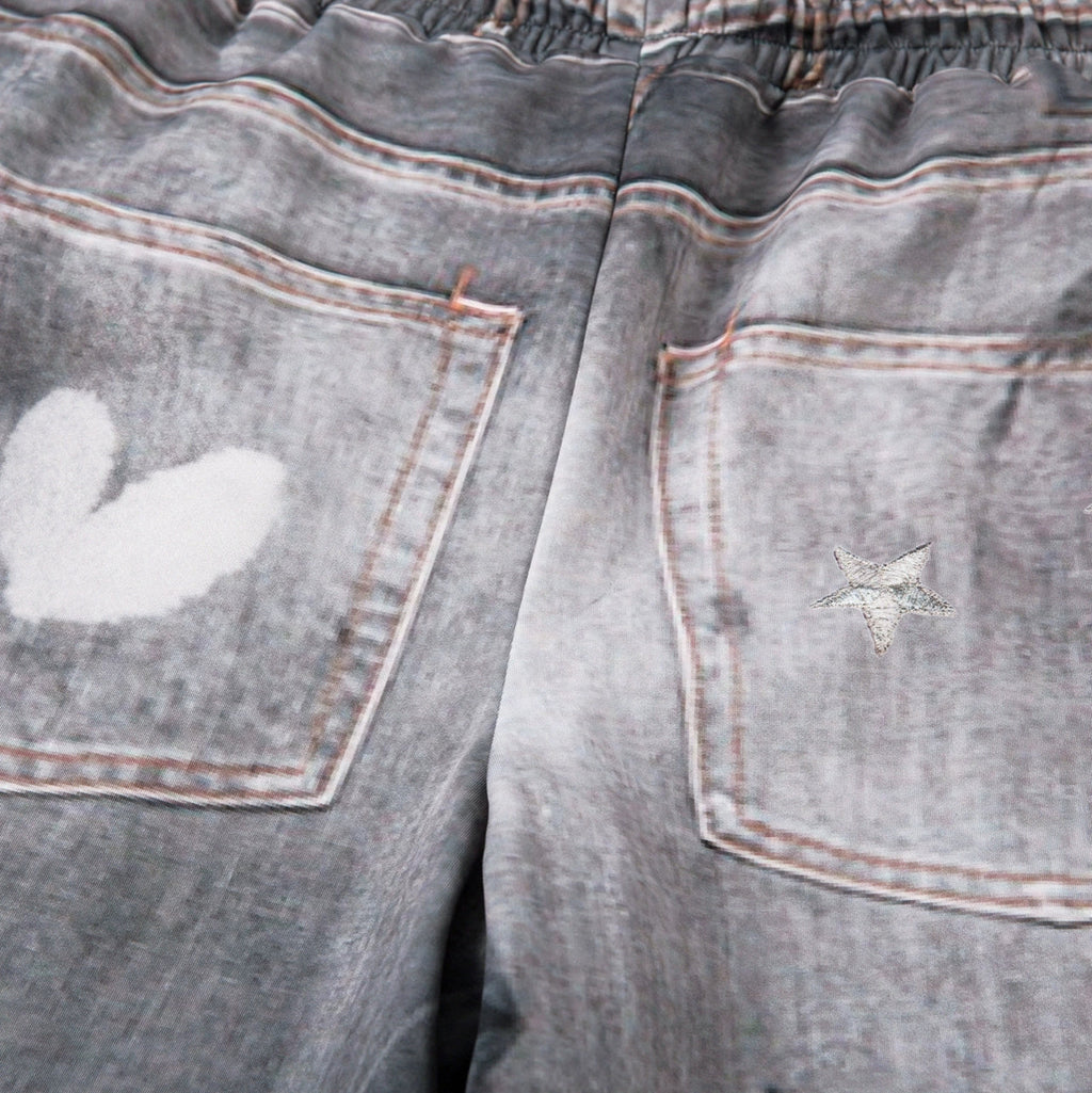 Fashion workwear jeans high street embroidery loose wide pants