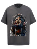 Fashion printed solid color T-shirt