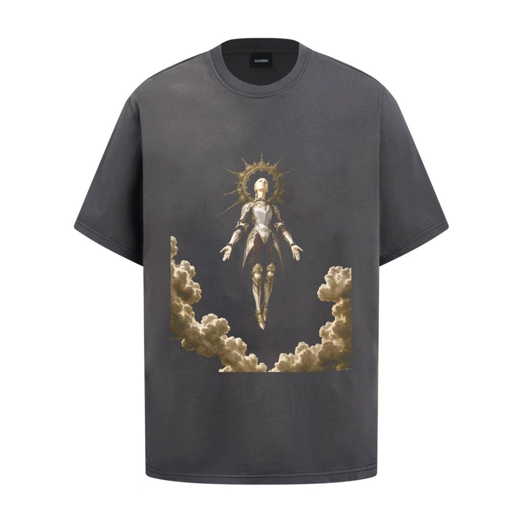 Fashion printed solid color T-shirt