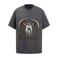 Fashion printed solid color T-shirt
