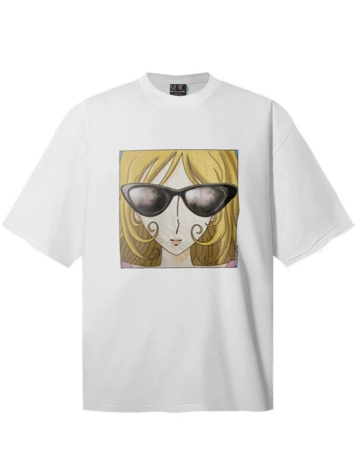 Fashion printed solid color T-shirt