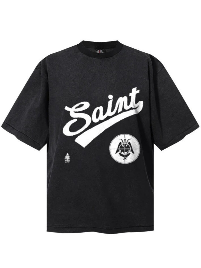 Fashion printed solid color T-shirt